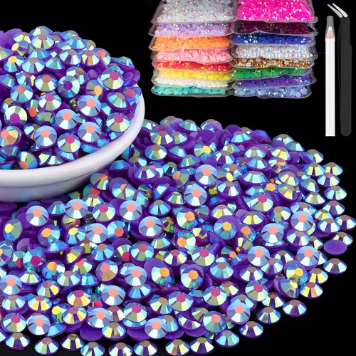 Vista 12 de 15000 diamantes de imitación de resina de 0.079 pulgadas a granel, diamantes de imitación de gelatina redondos negros con parte trasera plana, gemas