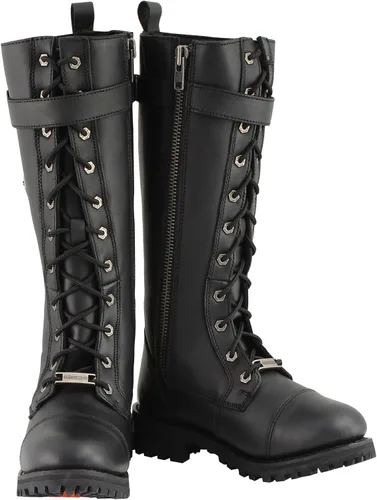 Vista 2 de Milwaukee Leather Botas de tiro alto de encaje a punta de 14 pulgadas para mujer Redondo Ancho - Mbl9355w