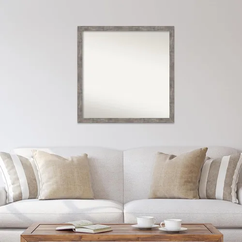 Vista 534 de Amanti Art Silver Bathroom Mirror for Over Sink, 26x35 Custom Made Marred Pewter Rectangle Vanity Mirror, Large Casual Wood Frame, Hangs Horizonally