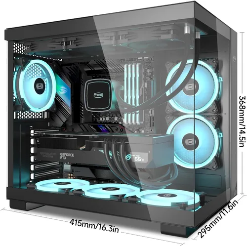 Vista 3 de PCCOOLER C3T500 ARGB Chasis para PC Mid Tower Escritorio Superior para PC Gaming para ATX/M-ATX/ITX con 6 Ventiladores ARGB, Diseño Sin Columnas