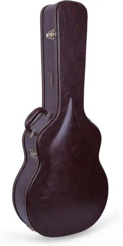 Vista 26 de Crossrock Estuche de madera para guitarra clásica de tamaño completo 4/4, diseño superior arqueado, interior de felpa, pestillos de metal Negro
