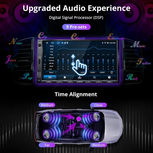 Vista 6 de ATOTO A5L - Estéreo de coche doble DIN Android de 7 pulgadas, CarPlay inalámbrico y Android Auto, conexión Wi-Fi/Bluetooth/USB, radio de coche