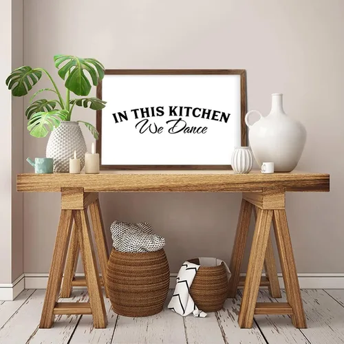Vista 2 de Letrero de madera con marco, en This Kitchen We Dance Farmhouse rústico de madera enmarcada para colgar en la pared, arte de la cocina, decoración