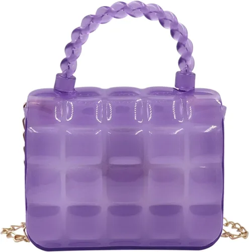 Vista 3 de ZGMYC Mini bolso cruzado de gelatina de color caramelo para niñas pequeñas y mujeres, bolsa de hombro transparente con asa superior