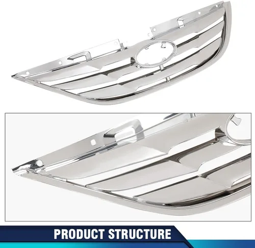 Vista 3 de PIT66 Conjunto de parrilla delantera cromada compatible con Sonata 2011 2012 2013 HY1200154 863503S100