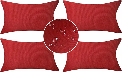Vista 18 de Demetex Fundas de almohada de exterior impermeables de 16 x 16 pulgadas, fundas de almohada decorativas de lino para sala de estar, balcón y jardín
