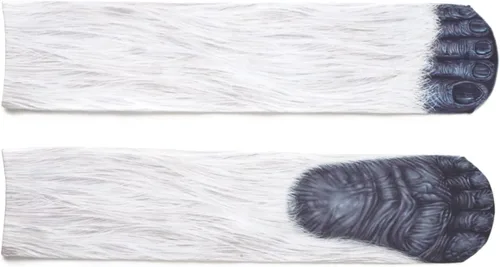 Vista 4 de Calcetines de patas de animales, loco diseño en 3D de patas de gatos, perros y tigres. Divertido regalo navideño para mujer u hombre adultos