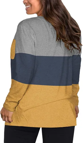Vista 3 de DOLNINE Camisetas de manga larga con cuello en V para mujer, estilo casual, con bolsillo