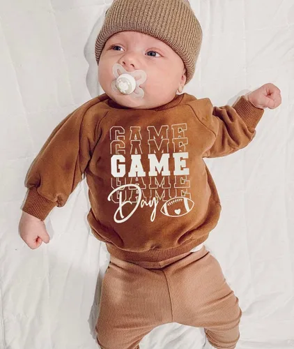 Vista 3 de Sudadera de fútbol americano para el día del partido de fútbol americano para bebés, niños y niñas, ropa de otoño