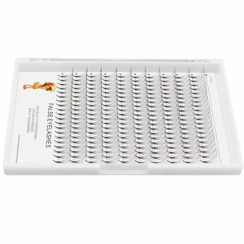 Vista 4 de Bodermincer Rizo D de 10 a 0.709 in para elegir, abanicos de pestañas postizas de tallo largo 10D, extensiones de pestañas profesionales de volumen