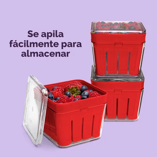 Vista 3 de Chef'n Cesta y Colador de Bayas Bramble (1 Cuarto, Cereza)
