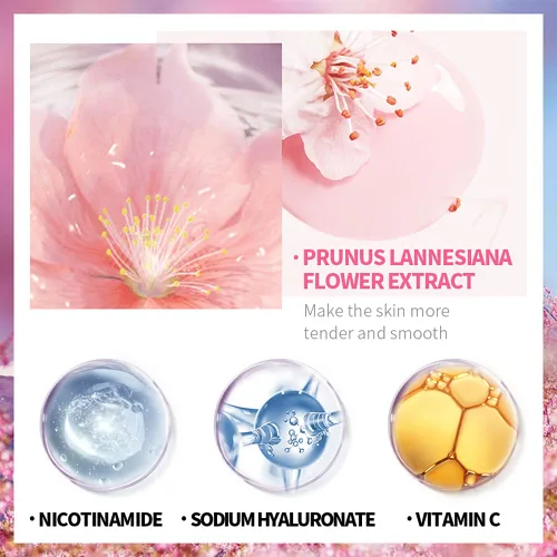 Vista 5 de Sakura Loción facial Esencia hidratante para poros retráctiles cuidado diario, loción de tóner hidratante reparadora crema facial suero de vitamina