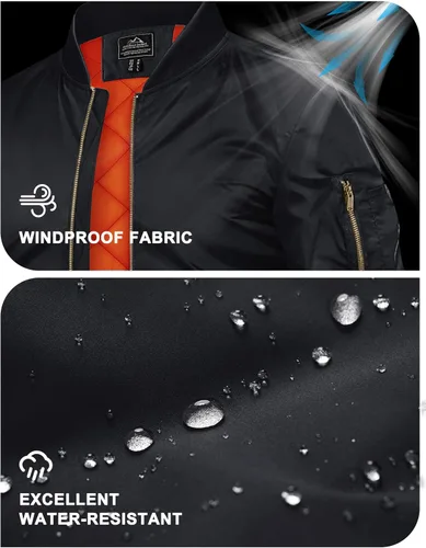 Vista 3 de TACVASEN - Chaquetas de hombre. Chaqueta bomber de otoño e invierno, acolchada, con cremallera completa, cálida, de estilo casual