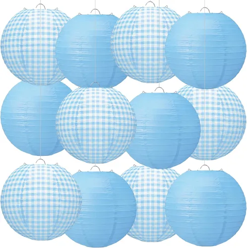 Vista 17 de Honoson 12 linternas de papel de composición para el regreso a clases, decoraciones de fiesta colgantes redondas de 10 pulgadas para aula, oficina
