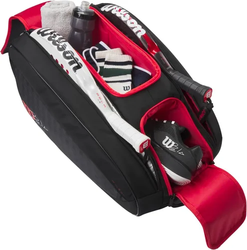 Vista 3 de WILSON Bela Super Tour Padel Bag - Negro/Rojo, Capacidad para hasta 4 Palas
