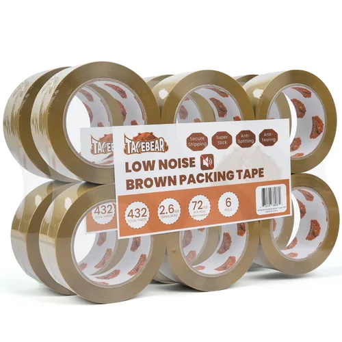 Vista 8 de TAPEBEAR Cinta de embalaje marrón, 12 rollos, repuestos de cinta de embalaje resistente de 1.88 pulgadas x 55 yardas para cajas, cinta marrón
