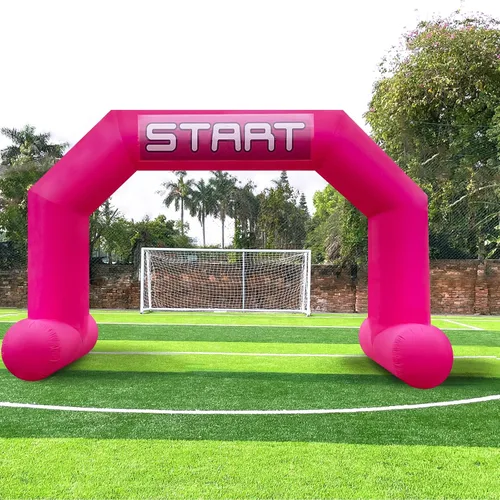 Vista 10 de Arco inflable de 20 pies de línea de acabado verde con potente soplador, arco inflable hexagonal al aire libre para carreras de 5 K, fiesta