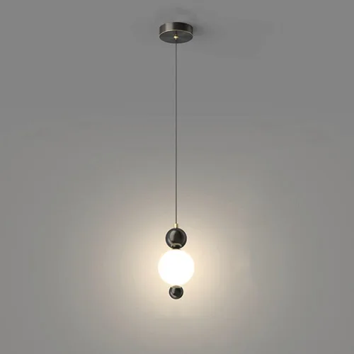 Vista 6 de Lámpara colgante moderna de cristal con forma de globo, retro de cobre completo regulable LED para colgar en el techo, lámpara LED de altura