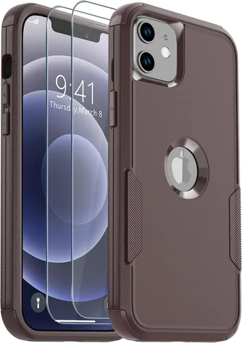 Vista 15 de Funda para iPhone 12, 2 protectores de pantalla de vidrio templado, 10 pies a prueba de caídas, antideslizante, a prueba de golpes, para iPhone 12