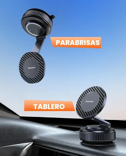 Vista 2 de Jononser Soporte de teléfono de succión para salpicadero/parabrisas de automóvil, soporte magnético ajustable de 360° para automóvil, soporte