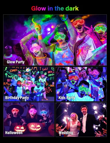 Vista 6 de lamatmo Light up Glasses Led Party Sunglasses - 5 Colors Neon Flashing Glasses, Glow In The Dark Party Favors for Kids Adults
