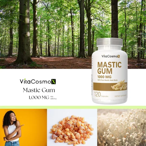 Vista 5 de Cápsulas de goma mastica, 1000 mg, 120 cápsulas vegetarianas, sin OMG y sin gluten