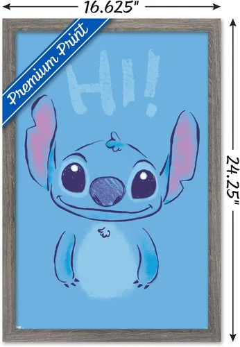 Vista 3 de Trends International Disney Lilo and Stitch - Póster de pared Hi Wall, 14.725 x 22.375 pulgadas, versión enmarcada de madera de granero