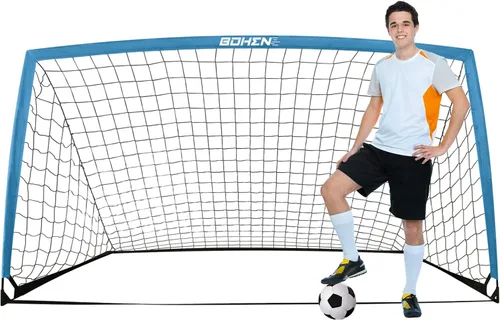 Vista 11 de BOHEN 9x5 FT Kids Soccer Goals with Carry Bag, Portable Folding Soccer Net for Backyard Training, Indoor/Outdoor Use for Youth and Adult