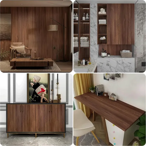 Vista 6 de Papel de Contacto con Veta de Madera de Nogal para Encimeras y Gabinetes, Papel Tapiz de Madera Engrosado Despegar y Pegar, Impermeable, Removible
