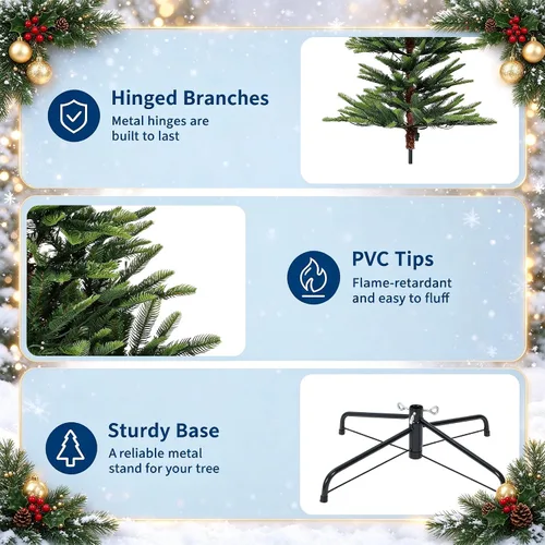 Vista 4 de Árboles de Navidad artificiales de abeto preiluminados de 7.5 pies