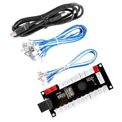 Vista 2 de Guwarry 2 jugadores Zero retardo USB Encoder PC a HAPP JoysticksHAPP Arcade Botones para PC, MAME, Raspberry Pi, Arcade1Up Tres 5 V Salida