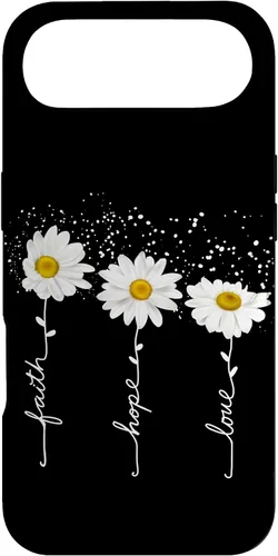 Vista 26 de Funda para iPhone 14 Pro Max Faith Hope Love para regalo, diseño de margaritas blancas