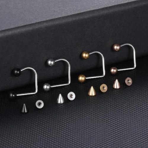 Vista 4 de Xpircn Piercing de acero inoxidable 16G Monroe Medusa Stud Piercing Ball Cono Lippy Loop Labret U Anillo de labio Piercing Joyería 0.315 in 0.394 in
