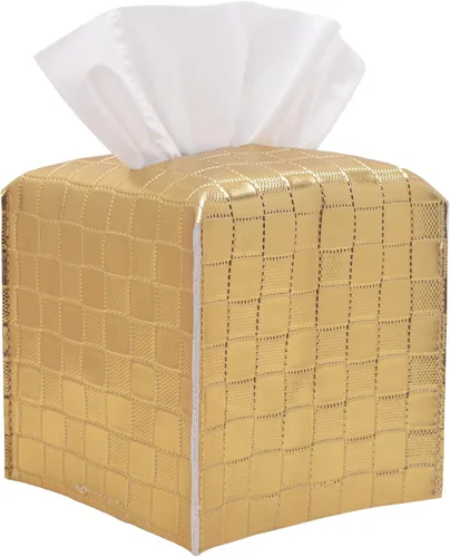 Vista 15 de Cubierta de caja de pañuelos, Soporte de caja de pañuelos cuadrado, Organizador decorativo de pañuelos de cuero para baño, mesa y coche, 12.7 cm x
