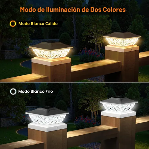 Vista 2 de Luces solares para postes al aire libre, 2 modos, luces solares brillantes para postes al aire libre, impermeables, para postes de valla, luces