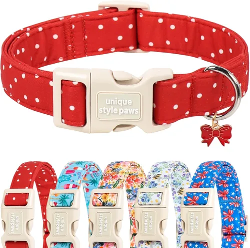Vista 62 de Unique style paws Collar de perro con hebilla de plástico con colgante, collar de cachorro para primavera y verano, traje de baño para fiesta