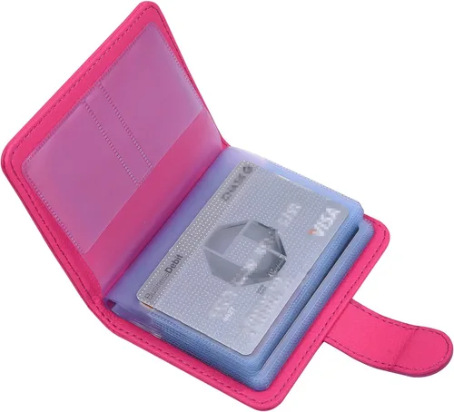 Vista 9 de Wisdompro Soporte para tarjetas de crédito, cartera delgada de cuero con bloqueo RFID, protector organizador de tarjetas de débito