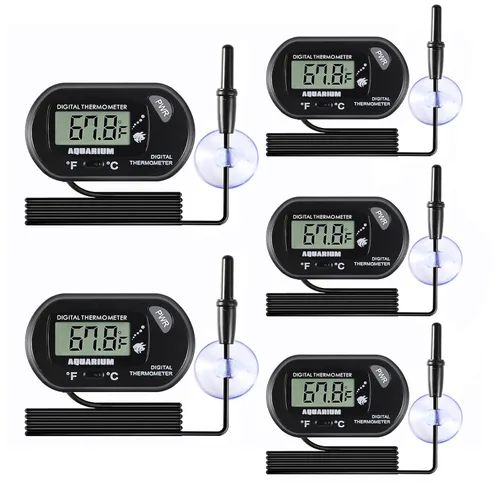 Vista 8 de Termómetro de acuario LCD digital para pecera, con sonda de sensor resistente al agua y ventosa para incubadoras de tortugas, termómetro de agua