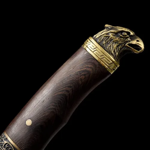 Vista 4 de Cuchillo de carne Longquan de 8.5 pulgadas, cuchillo de chef forjado a mano, cuchillo de carnicero para el hogar, cabeza de águila, mango de madera