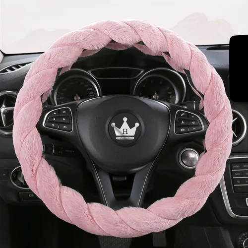 Vista 12 de HighnessHwoo Funda para volante de coche de felpa suave y lujosa de invierno para mujeres, accesorios automotrices cálidos y lindos para vehículos
