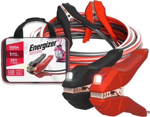 Vista 8 de Energizer - Cables de puente para batería de auto con luces LED integradas, cables resistentes para arrancar baterías muertas o débiles, bolsa