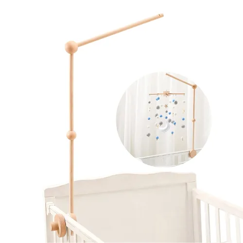 Vista 7 de Brazo de madera móvil para cuna, 21.6 pulgadas, montado en la pared, adecuado para todos los móviles, soporte de pared de haya 100% natural Brazo