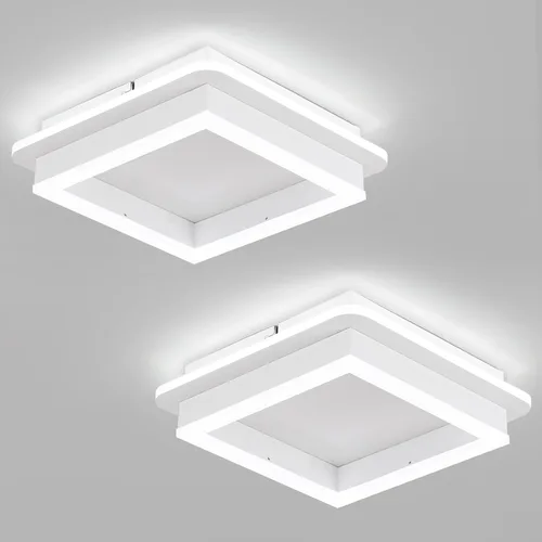 Vista 16 de CANEOE Luz de Pasillo Cuadrada de 24W, Moderna Luz de Techo LED de Montaje al Ras, Luces de Acrílico Blanco Cerca del Techo para Dormitorio Comedor