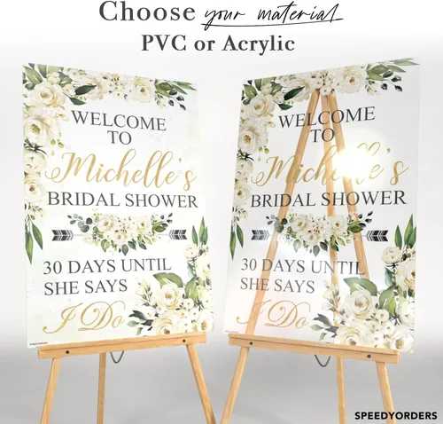 Vista 2 de Letrero de bienvenida para despedida de soltera con texto en inglés "Boho Bridal Show" - Letrero de bienvenida personalizado para despedida