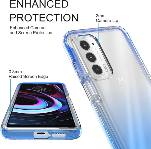 Vista 3 de Compatible con Samsung Galaxy A32 5G, funda híbrida transparente de TPU suave transparente para Samsung Galaxy A32 5G (azul)