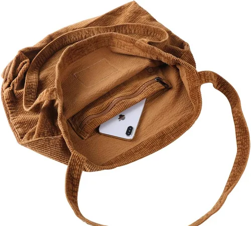 Vista 7 de Bolsos de hombro para mujer, bolsos de mano casuales de pana