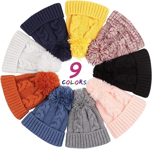 Vista 5 de JANGANNSA Gorro de invierno de punto para bebé, gorro cálido para niños y niñas, gorro con pompón