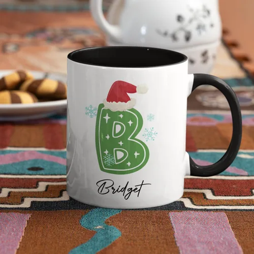 Vista 2 de Tazas de café con iniciales de Navidad 2025, taza con monograma, tazas de Navidad personalizadas con nombres, taza para niños, tazas de café, tazas