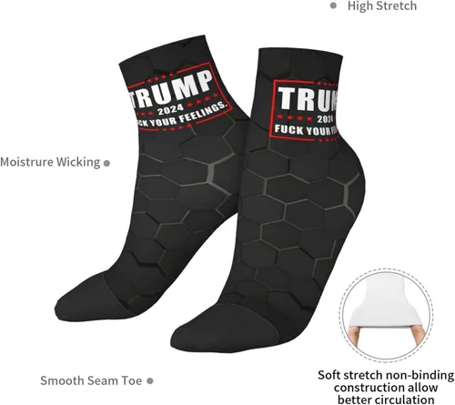 Vista 7 de GDJF Trump 2024 Fuck Your Feelings Ankle Socks Winter Low Cut Sports Warm Comfort Breathable Casual Socks For Mens And Womens (1)