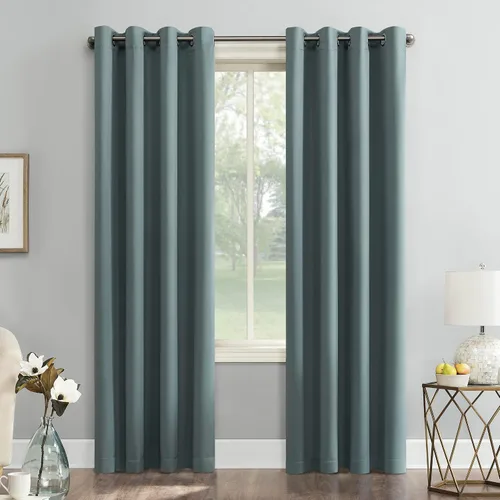 Vista 28 de Sun Zero Soho - Juego de 2 paneles de cortinas opacas de eficiencia energética con ojales, 54 x 63 pulgadas, color blanco paloma Oyster White